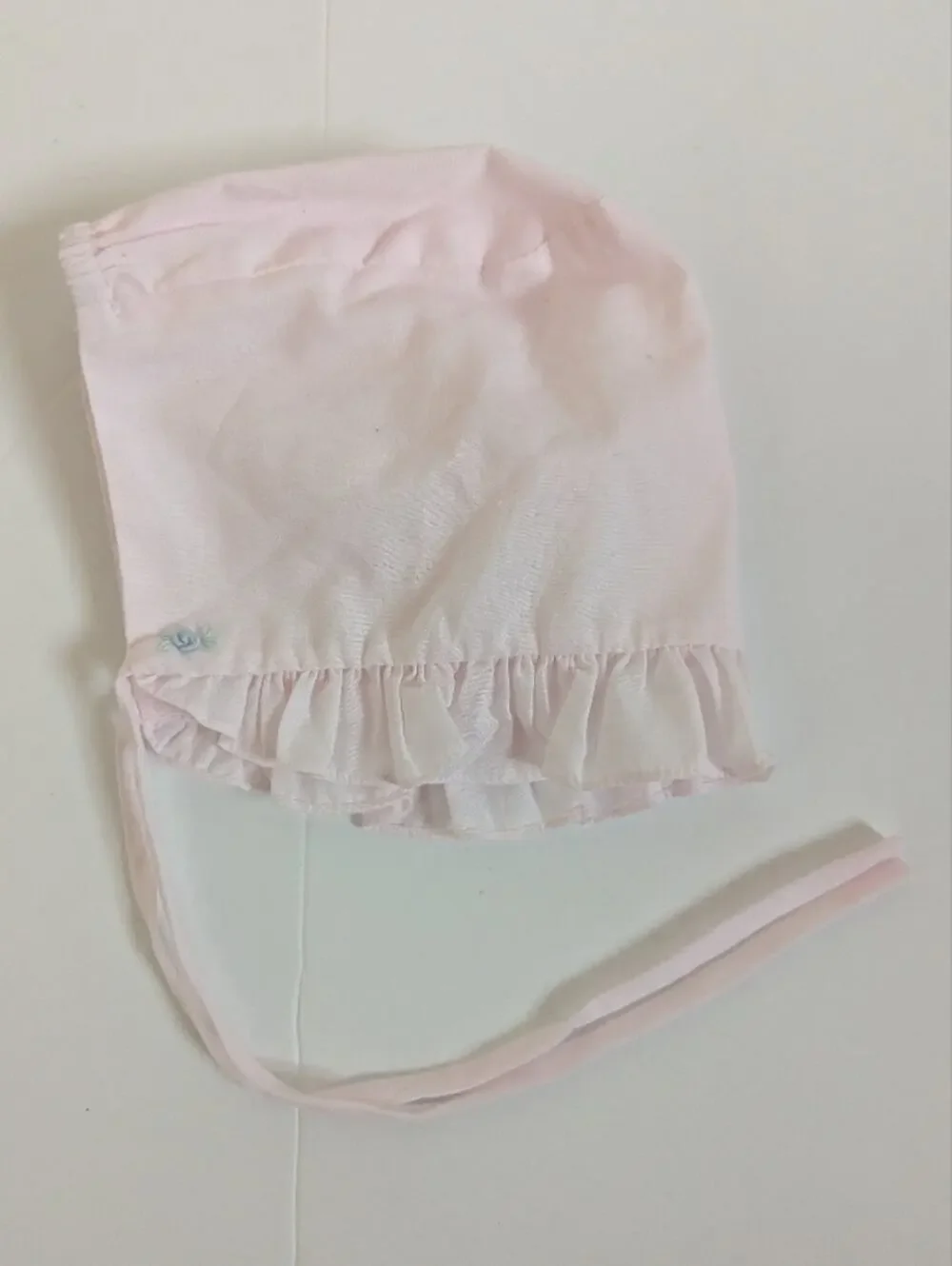 Vtg 90s Light Pink 3m Baby Bonnet Frilly